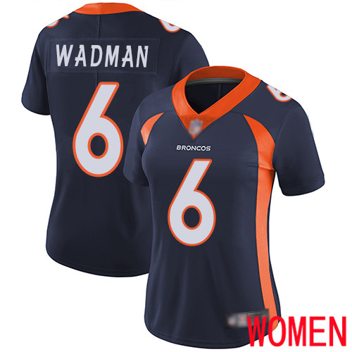 Women Denver Broncos #6 Colby Wadman Navy Blue Alternate Vapor Untouchable Limited Player Football NFL Jersey